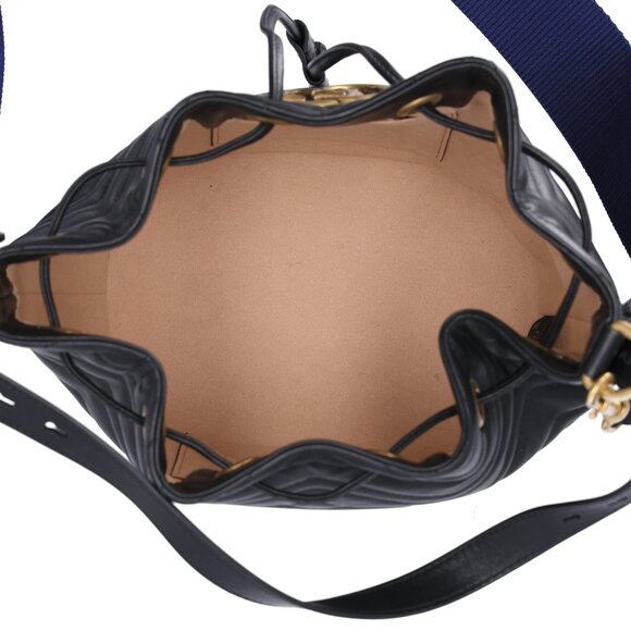 GUCCI GG Marmont Shoulder Bucket Bag 476674 Black Leather - Picture 9 of 10